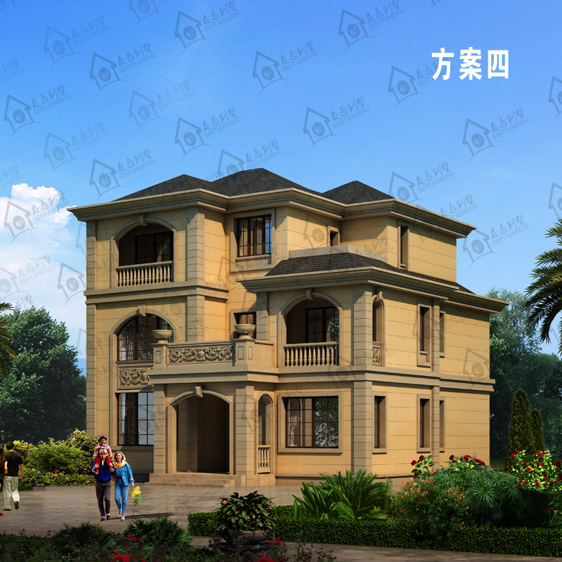 森态st342新农村自建三层别墅带地下室复式客厅住宅设计图纸全套