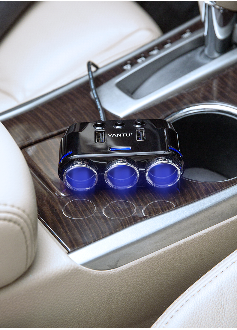 车载点烟器一拖三多功能电源插头汽车用一拖二转换usb充电器插座