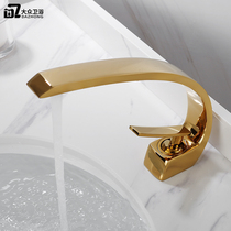 Home hot and cold tap washbasin toilet golden faucet face basin Single-hole Nordic full copper tap