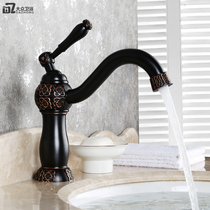 European American black wash table on hand wash basin antique faucet hot and cold high all copper toilet faucet