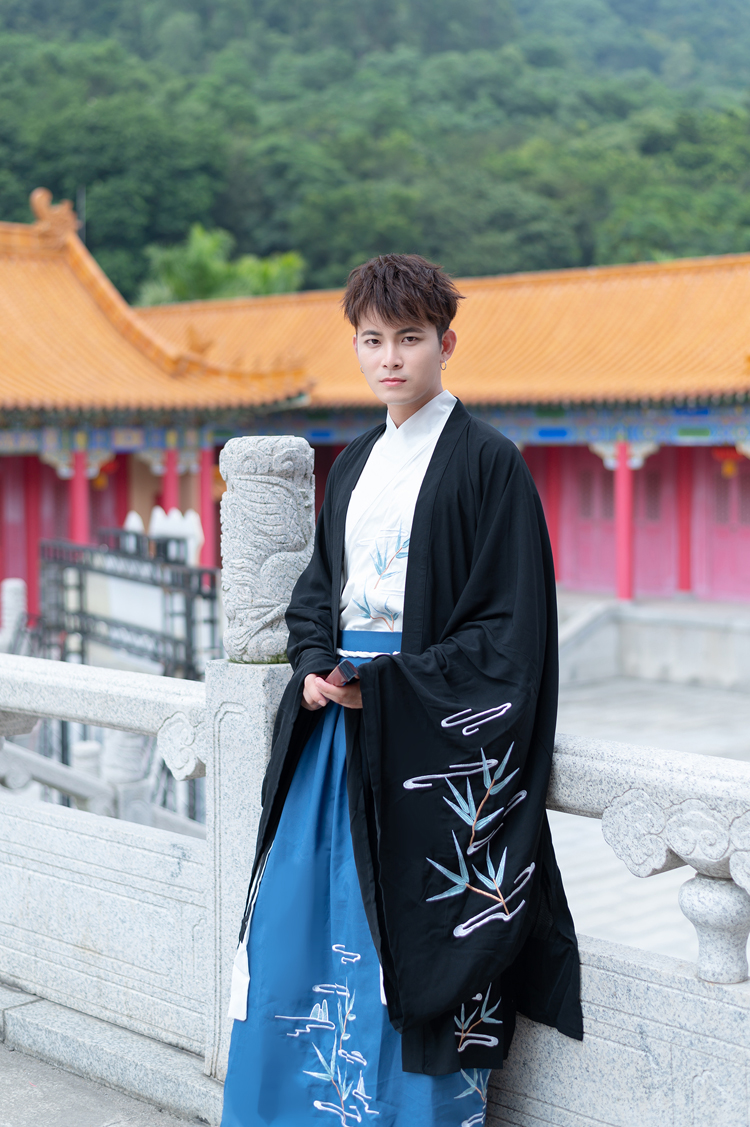 原创 篱竹 绣花大氅汉服氅衣广袖大袖衫古装外套情侣cp装套装