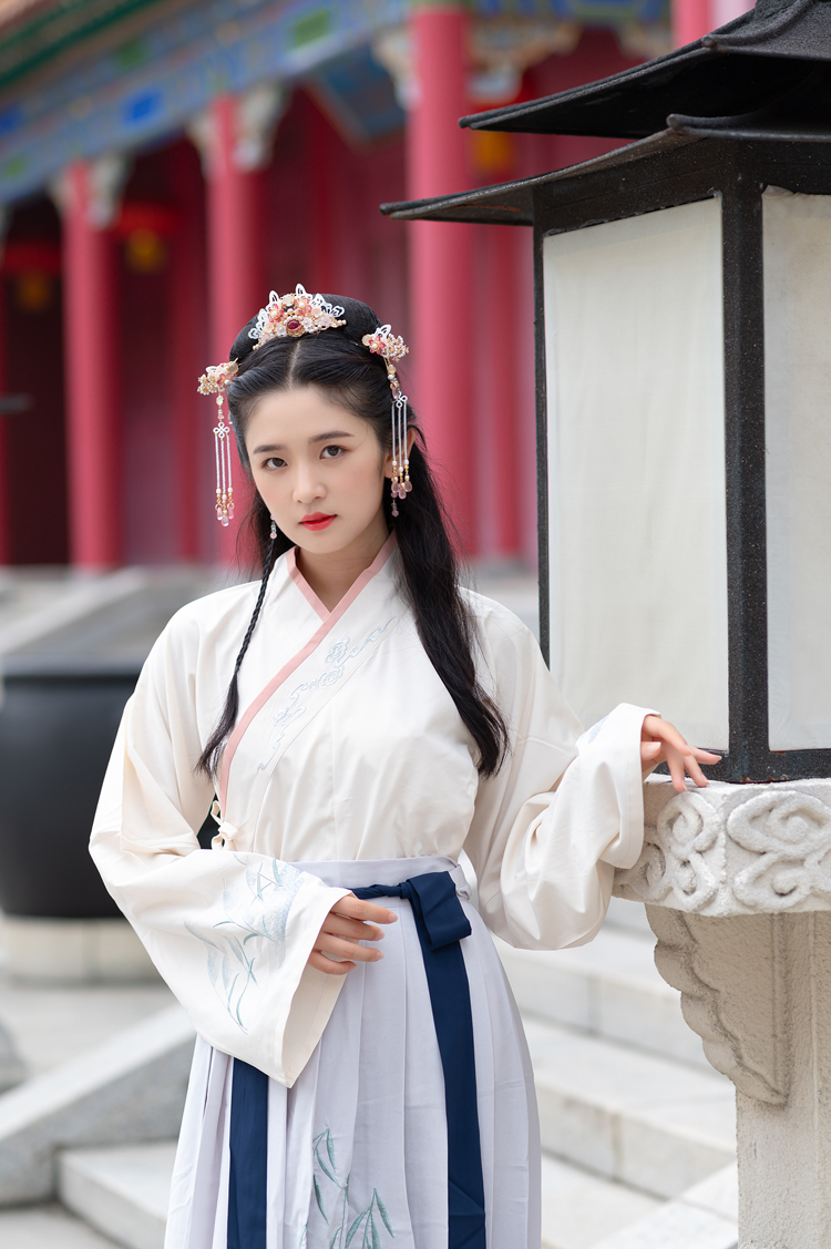 5873 绣花大氅汉服氅衣广袖大袖衫非古装外套情侣cp装大码 套装