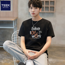 TEEK pure cotton short sleeve T-shirt male 2022 new teen tide Summer riding bike printed sports clothes