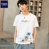 TEEK short sleeve pure cotton t-shirt male summer new teen ice silk half sleeves Compassionate Casual Summer Holiday Print