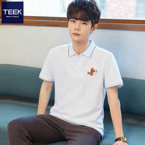 TEEK Short Sleeve T-Shirt Male Turnover Polo Shirt Summer Clothes Ins Brief Casual Business Wind Paolo Tide Blouse