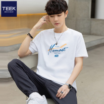 TEEK pure cotton man short sleeve T-shirt 2022 new 100 hitch fashion summer dress teen ice silk tidal wave plate compassionate