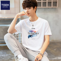 Short sleeve T-shirt male pure cotton 2022 Summer new ice silk Advanced sensation Oil painting Teenager Tide Cards Half Sleeves Clothes
