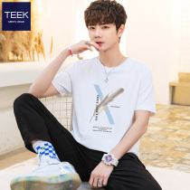 TEEK mens short-sleeved t-shirt 2021 summer ice sense clothing Youth tide brand casual cotton feather t-shirt