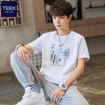 2022 New ice wire short sleeve t shirt men pure cotton teenager mid - sleeve tide high - end summer clothes