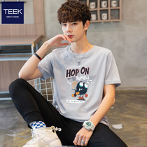 2022 New Men Short Sleeve T - shirt Summer Tide Students with pure cotton boys half - sleeve summer clothes for teenagers