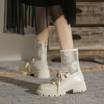White Leather Martin Boots Summer Thin Women 2021 New Cool Boots Breathable Hollow Boots Womens Boots