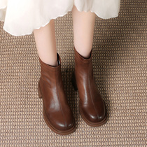 Retro Martin Boots Woman Autumn Winter 2022 New Net Red Genuine Leather Elastic Boots Martin Shoes Women Slim Slim Boots Children