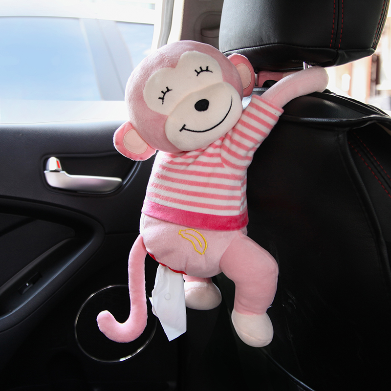 leather monkey creative tissue box car interior car hanging type drawer cartoon cute car decoration