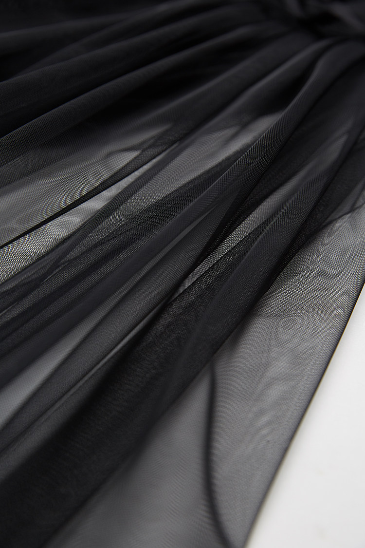 【19春夏】adoritz/阿朵丽兹 黑色网纱灯笼袖女士连衣裙 不支持退换