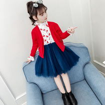 Spring and Autumn Childrens Clothing Girls Princess Dress Childrens Autumn Dress Little Girl Set Skirt Childrens Sweater Cardigan Jacket 10 Years Old