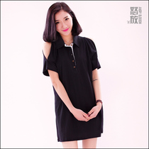 Womens cotton strapless short-sleeved T-shirt