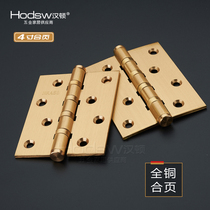 Pure copper gold bearing black door hinge silent hinge 4 inches 5 inches European black ancient gold wooden door hinges 1 piece