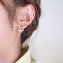 Original French niche natural freshwater pearls without collision 925 silver 14K gold stud earrings simple temperament earrings