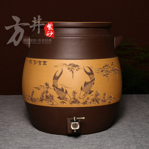 Yixing Purple Sand Water Cylinder Ceramic Water Tank With Tap Tea Vat Large water pumping cylinder has fish filtered tea water barrel year after year