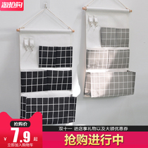 Student hanging wall storage bag bedside storage bag dormitory artifact bedside put things hanging pocket cotton and linen storage bag