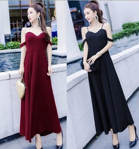 Solid dinner evening dress dignified atmosphere hostess dress 