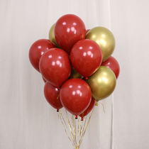 Red balloon pomegranate red double-layer wedding room layout Wedding light balloon decoration Helium balloon May Day Labor Day shop