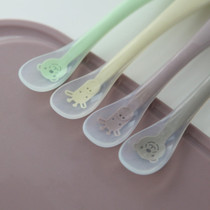 Korea modui baby eating spoon Childrens silicone soft spoon set Newborn baby auxiliary food spoon safety tableware