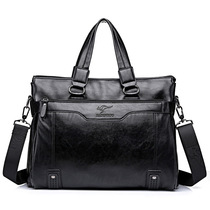 Mens leather bag Briefcase Mens business large capacity shoulder bag Crossbody bag Casual bag Hand-held leather cowhide handbag