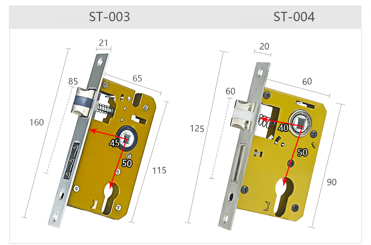 卧室室内房门可调节免改孔大小50锁体不锈钢静音门锁家用通用型
