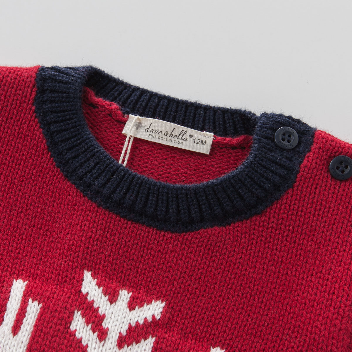 davebella戴维贝拉圣诞款男女童针织打底衫 宝宝套头毛衣