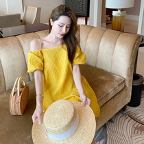 Pregnant women Summer new off-shoulder sling dress womens small fashion casual party slim senior doll skirt