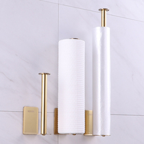 Refreshing film hanging rack kitchen paper towel rack free of punching wall-mounted domestic paper roll rack suction oil rag containing shelf