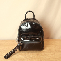 Mini shoulder bag womens leather small backpack front layer cowhide 2021 new summer fashion niche patent leather shoulder backpack