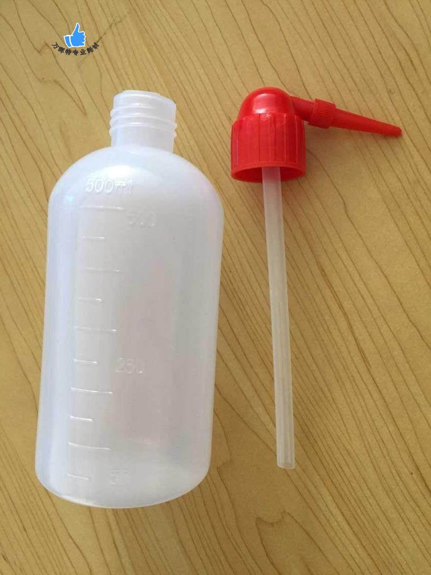 多肉水壶实验室 酒精瓶 pe 红头洗瓶 尖嘴喷壶点胶瓶弯嘴壶 500ml