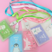 Cute candy color work permit badge card set Exhibition card student certificate card sleeve badge card sleeve with lanyard