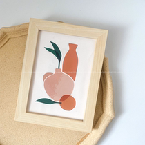 Ins Korean style simple art wooden photo frame decoration Nordic oil painting creative table frame bedroom room decoration