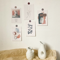 Ins simple Korean style homestay wall decoration card retro literary abstract cold mini poster bedroom wallpaper