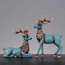 American couple deer crafts ornaments living room bedroom porch desktop European creative home decorations
