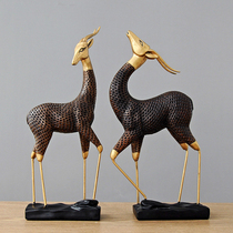 Retro couple deer home soft decorations simple living room entrance TV cabinet bedroom desktop ornaments creative gifts