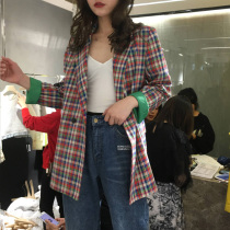 Small blazer womens 2019 new womens plaid casual fashion loose harbor style spring vintage top