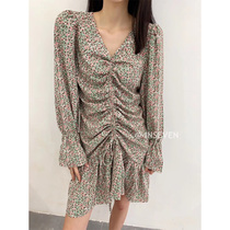 2020 new womens long sleeve floral skirt drawstring waist fishtail lotus leaf pendulum dress long skirt