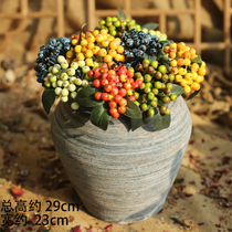 Field Garden emulation with leaves small wild fruits green plant Flowers Bouquet Berries Berries Fruit Branches Flower Arrangements Single Branches Fake Flowers Furnishing