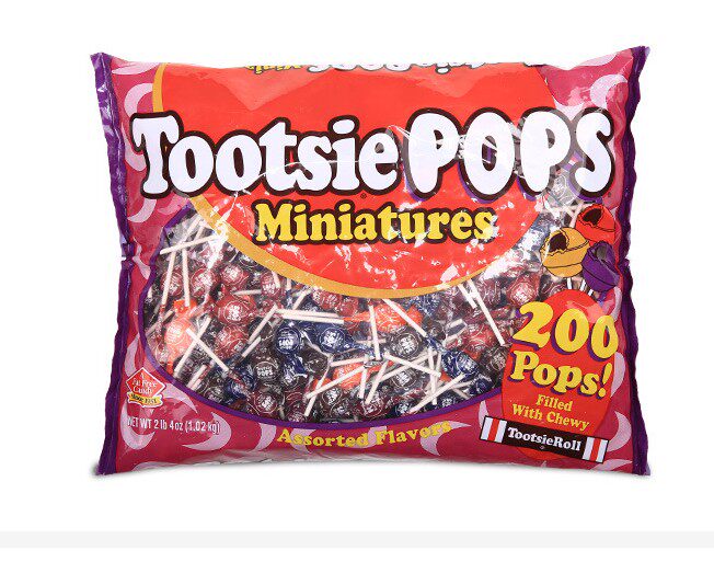 美国同笑乐tootsie roll pops水果夹心迷你棒棒糖果5种口味太妃糖