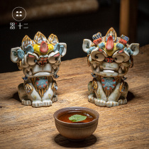 The Twelve brave tea pet Zucai tea ornaments cute desk boutique gifts tea set town house little lion a pair