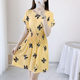 Summer ໃຫມ່ sleeveless printed ຂະຫນາດນ້ອຍ A-line skirt waist slim ຝ້າຍໄຫມ floral dress nightgown ສັ້ນ