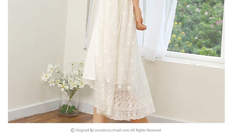 吊带睡裙女夏复古宫廷白色蕾丝公主性感连衣裙