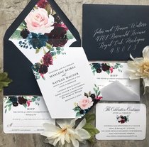 Fully customized watercolor flowers and green leaves hexagonal forest flowers small fresh wedding invitation special-shaped creative invitation