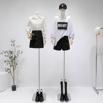 Korean Version Flat Shoulder Model Props Womens Clothing Shop Window Thickening Base Man Puppet Clothing Store Display Rack Full Body Right Angle Shoulder