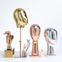 Electroplating Model Head Props Show Shelf Clothing Shop Window Display Rack Fake Human Head Wig Rack Male And Female Ornaments Head Moli