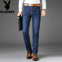  Playboy jeans mens autumn and winter straight slim-fit mens stretch business casual mens long pants tide